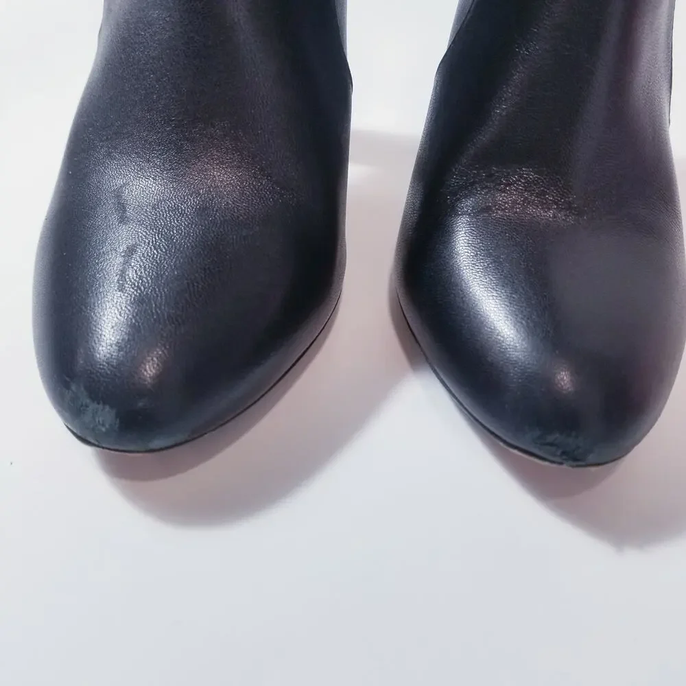 Aquazurra Black Leather Over the Knee Heels Boots